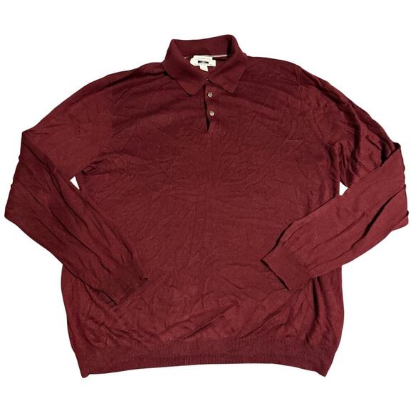 Joseph Abboud Burgundy Classic 100% Merino Pullover Polo Sweater Men's Size XXL - Picture 1 of 5